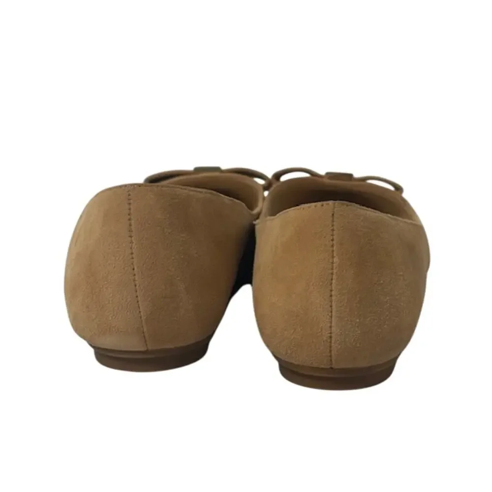 KATE SPADE Nora Suede Pointed Toe Bow Tan Flat  | 7